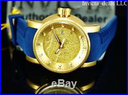 Invicta Men's S1 Yakuza Dragon AUTOMATIC NH35A 18K Gold IP SS Blue Strap Watch