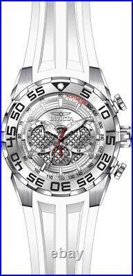 Invicta Men's Speedway Silver Dial Chronograph Quartz 50mm Silicone Band Watch