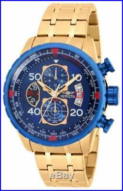 Invicta Men's Watch Aviator Chronograph Blue and Gold Tone Dial Bracelet 19173