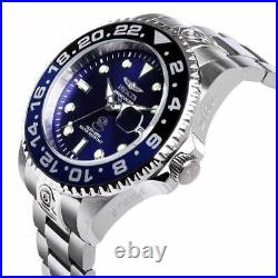Invicta Men's Watch Grand Diver Black and Blue Bezel Silver Tone Bracelet 21865