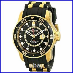Invicta Men's Watch Pro Diver Scuba GMT TT Black and Yellow Gold Strap 6991