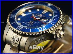 Invicta Mens 300M Fish Scale Grand Diver Automatic 18K Gold IP Blue Dial Watch
