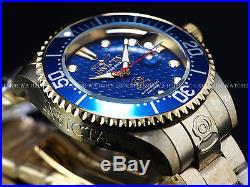 Invicta Mens 300M Fish Scale Grand Diver Automatic 18K Gold IP Blue Dial Watch