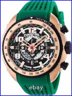 Invicta Mens 36366 S1 Rally Rose Gold Green Tone Chronograph Skeleton Dial Watch