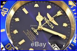 Invicta Mens 40mm Pro Diver Automatic Blue Dial 18K Gold Plated Coin Edge Watch