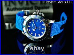 Invicta Mens 44mm PRO DIVER AUTOMATIC NH35A Blue Dial Silver Tone Red Band Watch