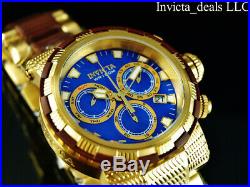 Invicta Mens 46mm CAPSULE Swiss Chronograph Blue Dial Gold & Brown Tone SS Watch