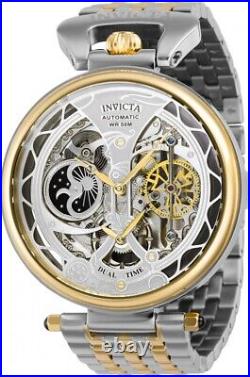 Invicta Mens 46mm Objet D Art Silver Dial Gold Steel Bracelet SS Automatic Watch