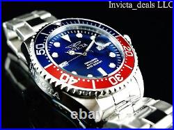 Invicta Mens 47mm GRAND DIVER Quartz BLUE DIAL Silver Tone Stainless Steel Watch