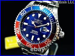 Invicta Mens 47mm GRAND DIVER Quartz BLUE DIAL Silver Tone Stainless Steel Watch