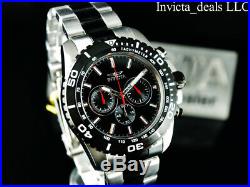 Invicta Mens 47mm Pro Diver PILOT Chrono Black & Red 2Tone Stainless Steel Watch