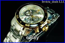 Invicta Mens 48mm Pro Diver SCUBA Chronograph Silver Dial Gold/Silver Tone Watch