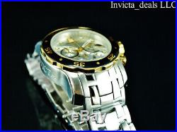 Invicta Mens 48mm Pro Diver SCUBA Chronograph Silver Dial Gold/Silver Tone Watch