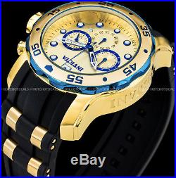 Invicta Mens 48mm Pro Diver Scuba Chronograph Gold n Blue Gold Plated 200M Watch