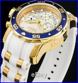 Invicta Mens 48mm Pro Diver Scuba Chronograph Gold n Silver Gold Plated PU Watch