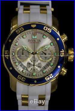 Invicta Mens 48mm Pro Diver Scuba Chronograph Gold n Silver Gold Plated PU Watch