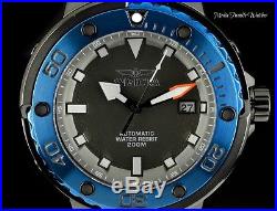 Invicta Mens 49mm GRAND Scuba Automatic BLUE BEZEL ALL Black Case Bracelet Watch