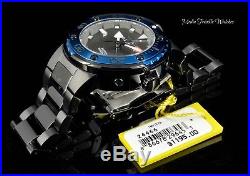 Invicta Mens 49mm GRAND Scuba Automatic BLUE BEZEL ALL Black Case Bracelet Watch