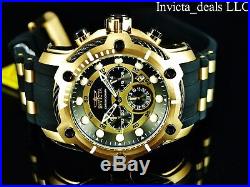 Invicta Mens 50mm Nautical Bolt Chronograph Black/Gold Dial Gold Plated SS Watch