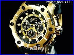 Invicta Mens 50mm Nautical Bolt Chronograph Black/Gold Dial Gold Plated SS Watch