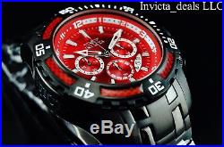 Invicta Mens 50mm Pro Diver Scuba Chronograph COMBAT Triple Black Red Dial Watch