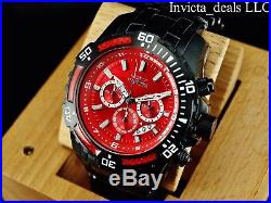 Invicta Mens 50mm Pro Diver Scuba Chronograph COMBAT Triple Black Red Dial Watch