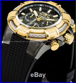 Invicta Mens 52mm Bolt Chronograph Carbon Fiber Dial Gold Plated Bezel SS Watch