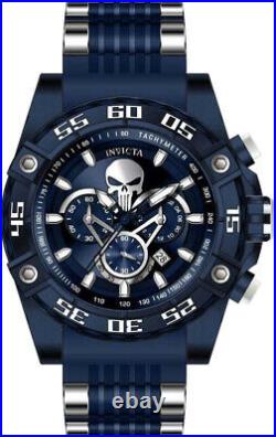 Invicta Mens 52mm Marvel Punisher Dark Blue Dial Chrono Stainless Steel Watch