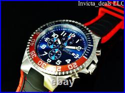 Invicta Mens 52mm Pro Diver TURBO Chronograph BLUE DIAL Black/Red Tone SS Watch