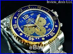 Invicta Mens 52mm XL GRAND Pro Diver Chronograph 18K Gold Plated Blue Dial Watch