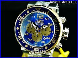 Invicta Mens 52mm XL GRAND Pro Diver Chronograph 18K Gold Plated Blue Dial Watch