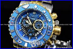 Invicta Mens 70mm Full Sea Hunter III Blue Swiss Movt Two Tone Gold Plated Watch