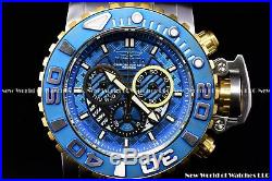 Invicta Mens 70mm Full Sea Hunter III Blue Swiss Movt Two Tone Gold Plated Watch