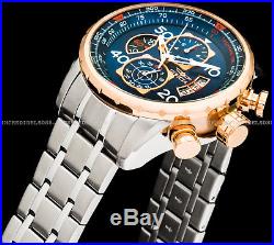Invicta Mens Aviator Chronograph Rose Gold Silver Bracelet SS 48mm Watch 17203