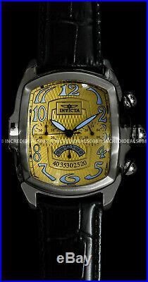 Invicta Mens Dragon Lupah Gold Dial 5 Piece Leather Strap Set Bold Silver Watch