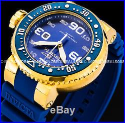 Invicta Mens Grand Pro Diver 18Kt Gold Case Blue Dial Strap Watch 1 Slot Box