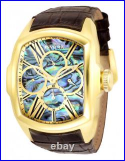 Invicta Mens Lupah Watch Day-Date 47MM Case Abalone Dial Gold/Brown Tone 100M WR