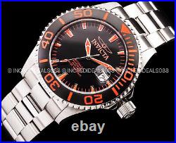 Invicta Mens PRO DIVER AUTOMATIC BLACK RED Dial Silver Bracelet 47mm SS Watch