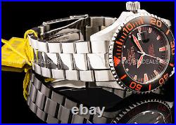 Invicta Mens PRO DIVER AUTOMATIC BLACK RED Dial Silver Bracelet 47mm SS Watch