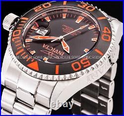 Invicta Mens PRO DIVER AUTOMATIC BLACK RED Dial Silver Bracelet 47mm SS Watch