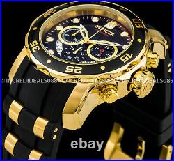 Invicta Mens PRO DIVER SCUBA Chronograph Gold Tone Black PU Strap Watch 6981