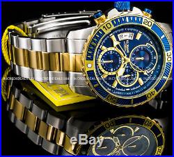 Invicta Mens Pro Diver Chronograph Blue Dial Silver & Gold Two Tone Watch 22415