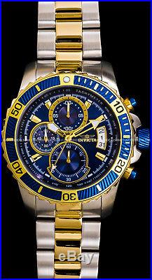 Invicta Mens Pro Diver Chronograph Blue Dial Silver & Gold Two Tone Watch 22415