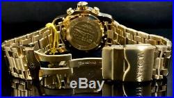 Invicta Mens Pro Diver Scuba Chronograph Blue Dial 18K Gold Bracelet Watch 0073