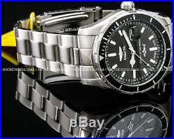 Invicta Mens Pro Diver Swiss Made Black Dial Silver Bracelet SS 44mm Watch 25806