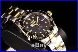 Invicta Mens Pro Diver Two-Tone 18K Gold Plated 43MM Gray Dial SS Bracelet Watch