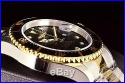 Invicta Mens Pro Diver Two-Tone 18K Gold Plated 43MM Gray Dial SS Bracelet Watch