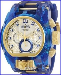 Invicta Mens Reserve 52mm Bolt Zeus Magnum Gold-Tone Blue Dual Dial Strap Watch