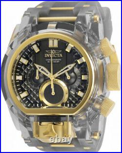 Invicta Mens Reserve 52mm Bolt Zeus Magnum Gold-Tone Gray Dual Dial Strap Watch