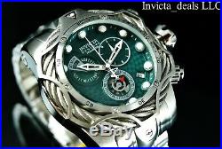Invicta Mens Reserve 52mm Venom Bolt Swiss ETA Chronograph Green Dial SS Watch